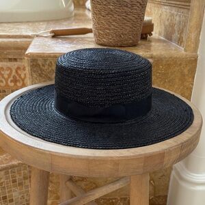 Lack of Color Black Straw Boater Hat